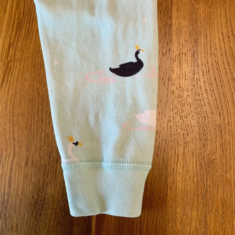 HANNA ANDERSSON Girls Pajamas 2 2T 80/85 Swan Cotton Long John PJs Toddler Girl - Picture 7 of 10